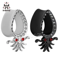 wholesale price fashion copper octopus pattern ear piercing tunnels stretchers earring black white ear gauges body jewelry 32pcs