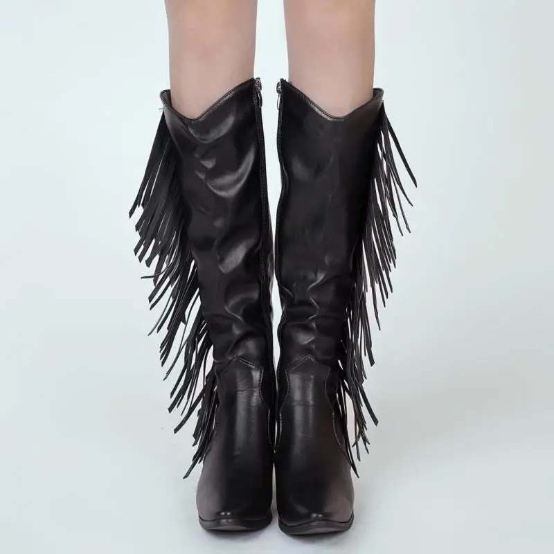 2021new Splicing Riding Boots Fashion Calf Mid-tube Boots Platform Wedges Ethnic Style Short Boots Casual Winter Women Shoes