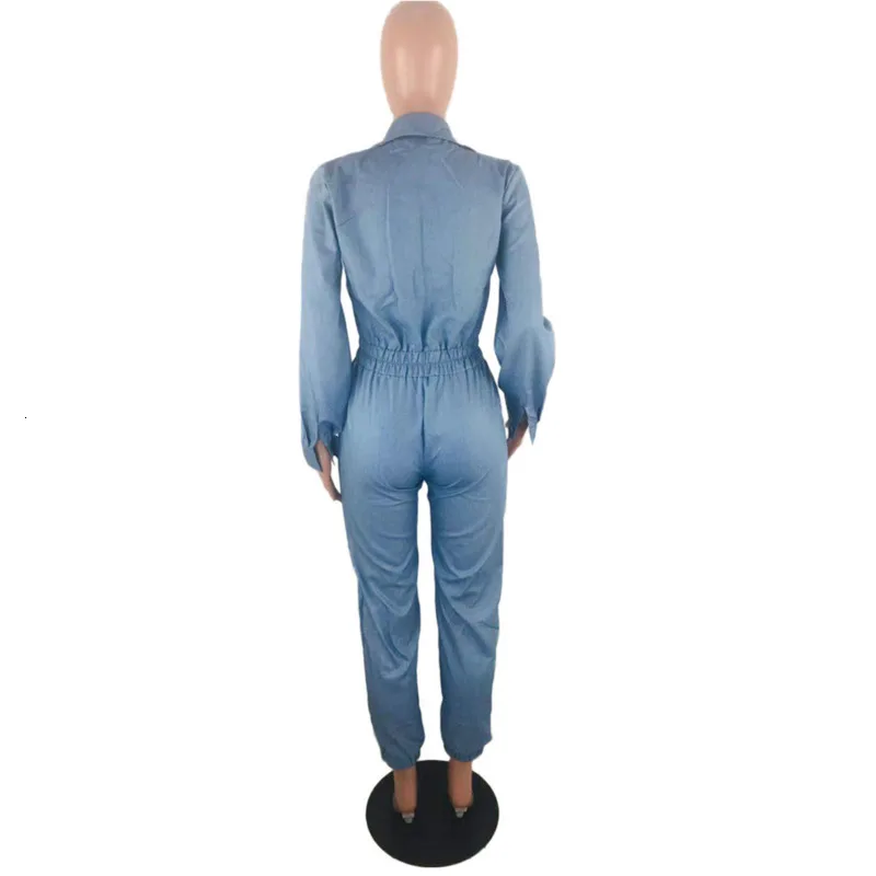 

Womens Jumpsuits Denim Rompers Womens Zipper Fly Casual One Piece Outfits Jeans Overalls Sports Club Active Long Sleeve Outwear