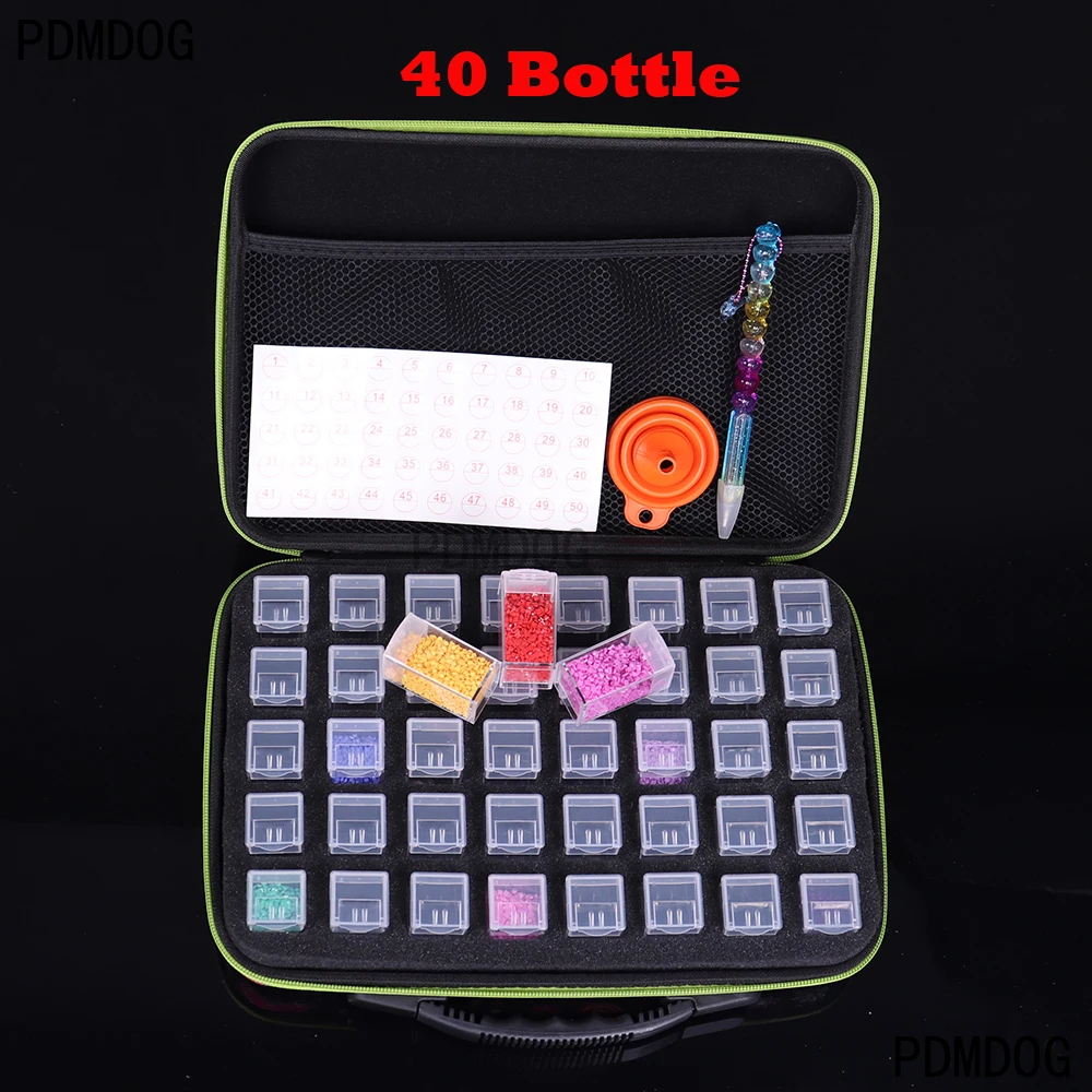 

5D Diamond Painting Accessories Storage Box 40 Slot Beads Butterfly Bag Container Bottle Zippered Case for DIY Diamand Painting