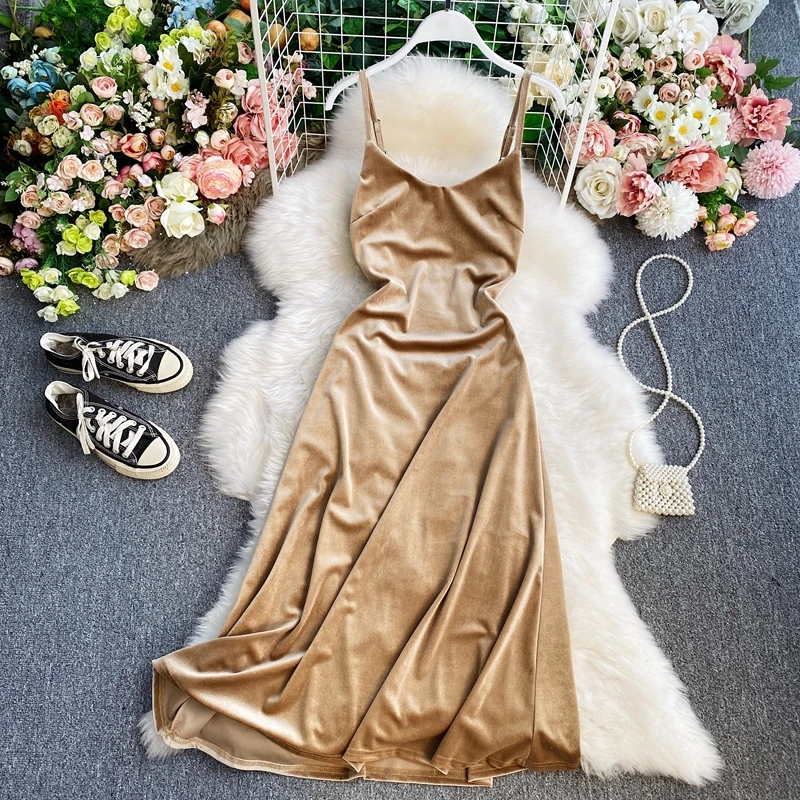 Спагетти ремень велюр вечерние платья без рукавов для девочек костюм с