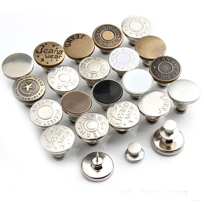 2PCs Snap Fastener Metal Buttons for Clothing Jeans Perfect Fit Adjust Button self Increase Reduce Waist Free Nail Sew Botones | Дом и сад