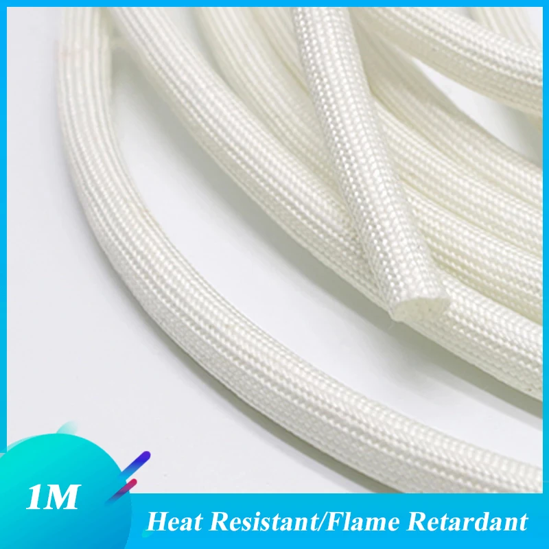 1M 1-25mm Diameter 600 Deg High Temperature Braided Soft Chemical Fiber Tubing Insulation Cable Sleeving Fiberglass Tube