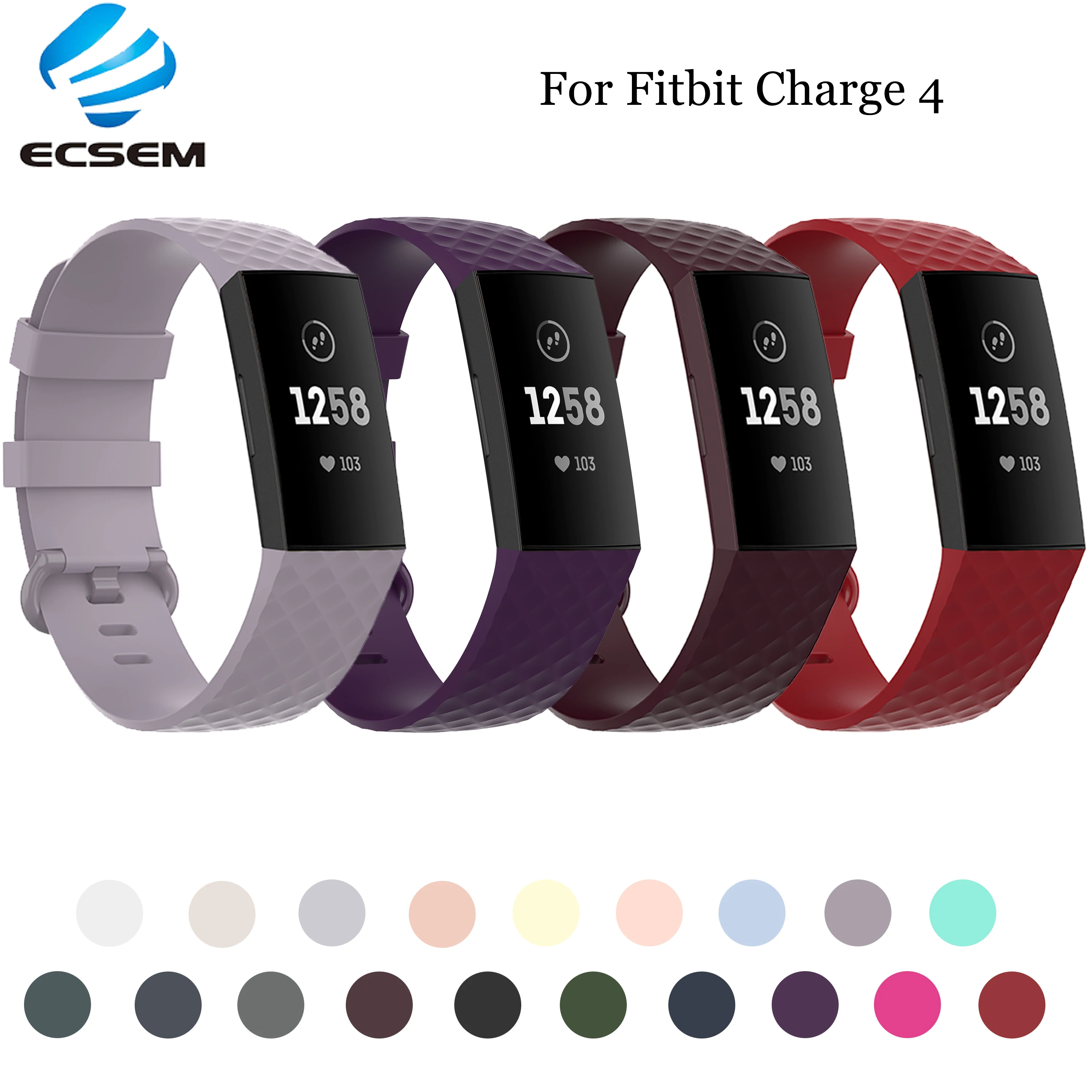 

Ecsem Smart Watch Strap For Fitbit Charge 4 Band TPU Loop Band Sport Replacement Bracelet Fashion Ladies Wristband