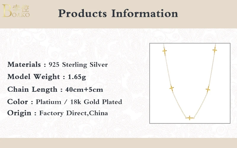 

BOAKO Ins Cross Necklace For Women 2020 Silver 925 Jewelry Necklace Charms Chains For Jewelry Choker Bijoux Femme #12.3