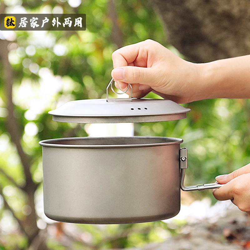 値段 Edcチタン鍋やフライパンコンビネーション 2 個セット屋外大型キャンプ調理器具折りたたみハンドル旅行ブッシュクラフトリストバンド