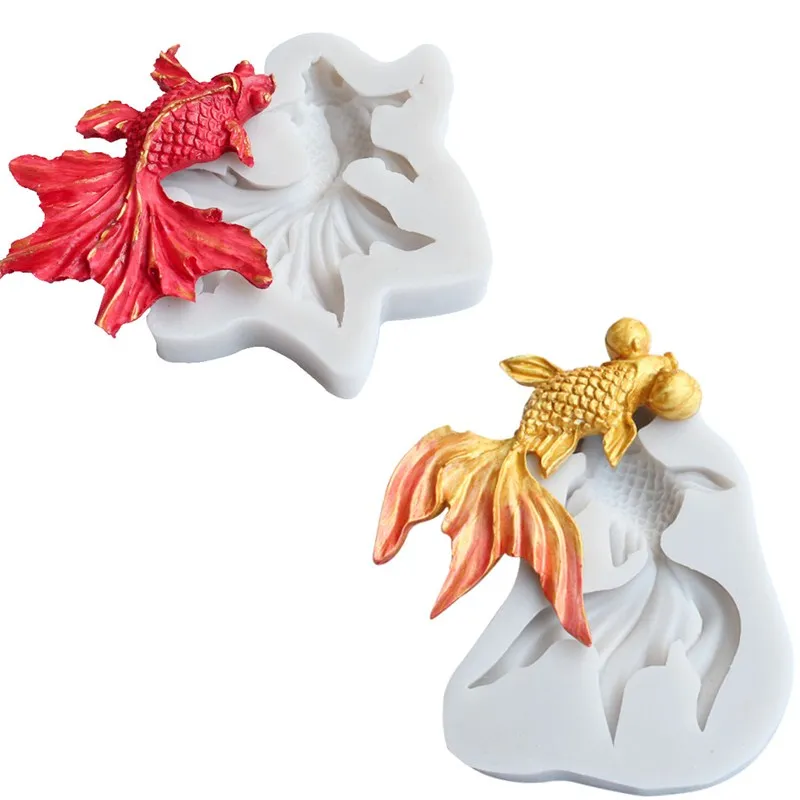 

Форма золотой рыбки силиконовая форма для рукоделия, эпоксидная смола, украшения для выпечки, торта, мягкая глина, пластырь, форма для шокол...