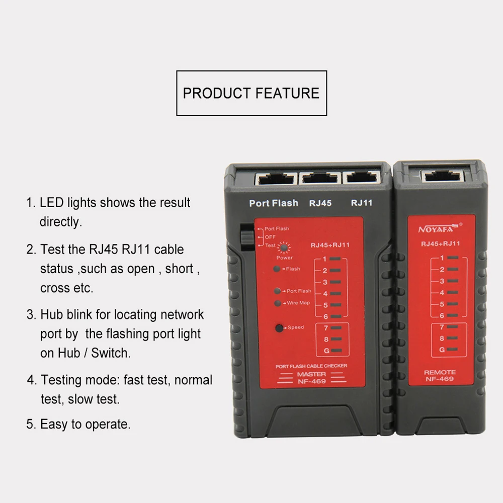 Бесплатная доставка Noyafa Новое поступление NF-469 Portflash Кабель сетевой тестер может