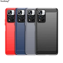 For Xiaomi POCO M4 Pro Case Silicone Carbon Fiber Rubber TPU Matte Cover For POCO M4 Pro Cover Rubber For POCO M4 Pro 5G Case