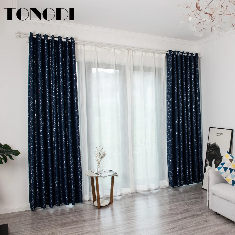 Светонепроницаемые занавески TONGDI Блестящие Серебряные Элегантные Круглые узоры