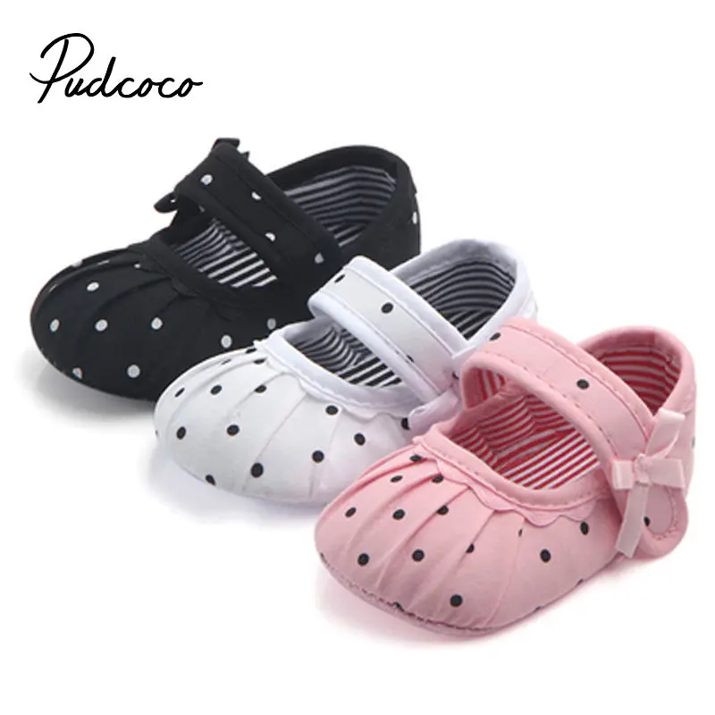 

New Able Toddler Infant Newborn Baby Girl Flower Dot Shoes Crib Shoes Size 0-18 Months Baby shoes