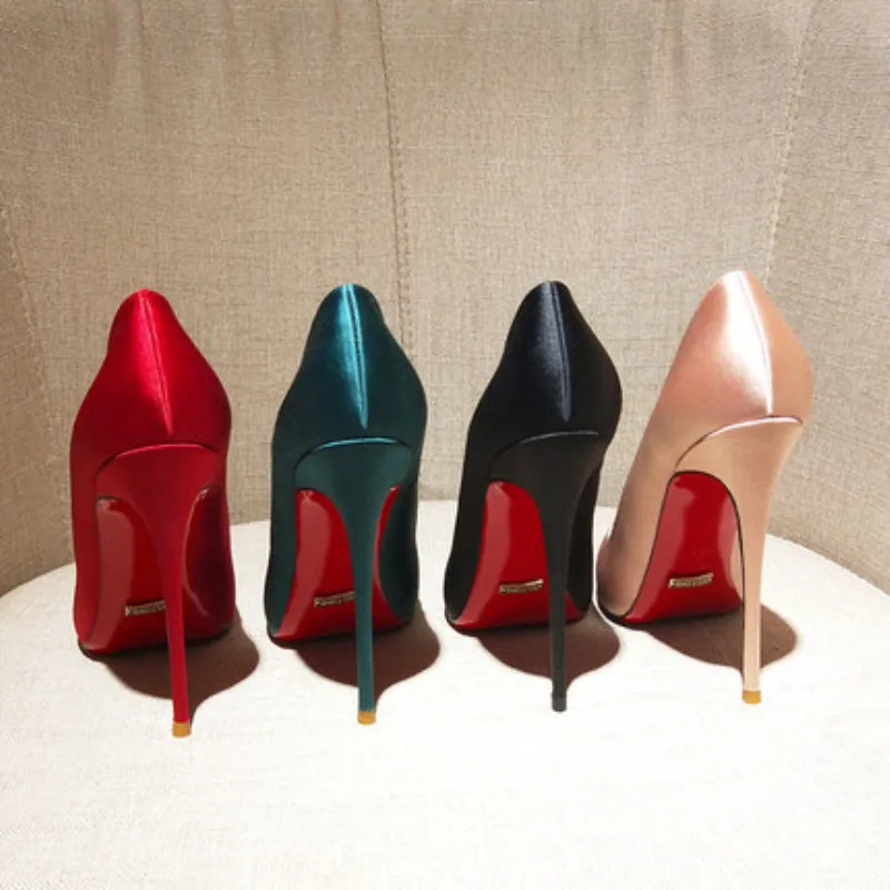 

Newest Quality Silk Satin Women Sexy Pumps Wedding Party Dress Pointed Toe Shallow High Heels Thin Heels Stilettos Heels2021