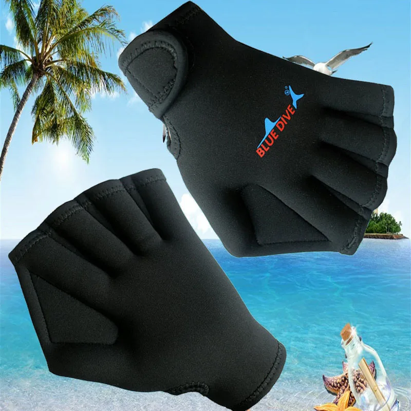 

Diving Gloves 2mm Swimming Gloves Paddles Neoprene Adults Hand Webbed Dive Equipment Swimming Training Fingerless Paddles