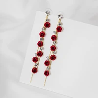 s925 elegant rose tassel earrings long style inlaid zircon flower fashion drop earrings earrings for women 2020