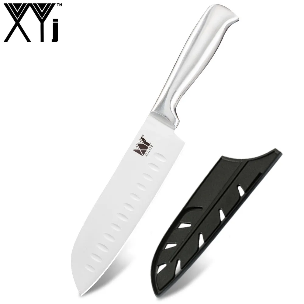 E.7 santoku knife XYj 6 шт. набор кухонных ножей из нержавеющей стали 8 ''7'' 5 ''3,5'' шеф-повара для нарезки хлеба Santoku нож для очистки овощей Кухонные гаджеты - Цвет: E.7 santoku knife