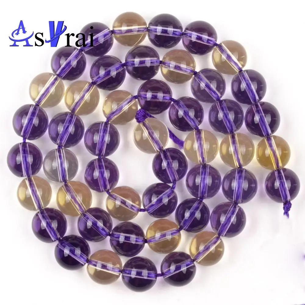 

6 8 10mm Purple Yellow Mix Crystal Natural Stone Beads Round Loose Spacer Beads For Jewelry Making DIY Bracelet Necklace 15"