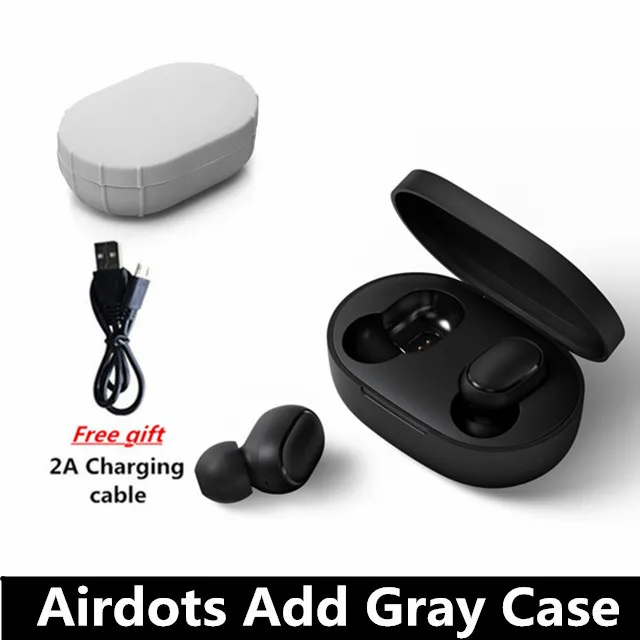 add gray cable Оригинальные беспроводные наушники Xiaomi Redmi Airdots True, голосовое управление, Bluetooth 5,0, шумоподавление, управление краном, зарядная коробка, вкладыши - Цвет: add gray cable