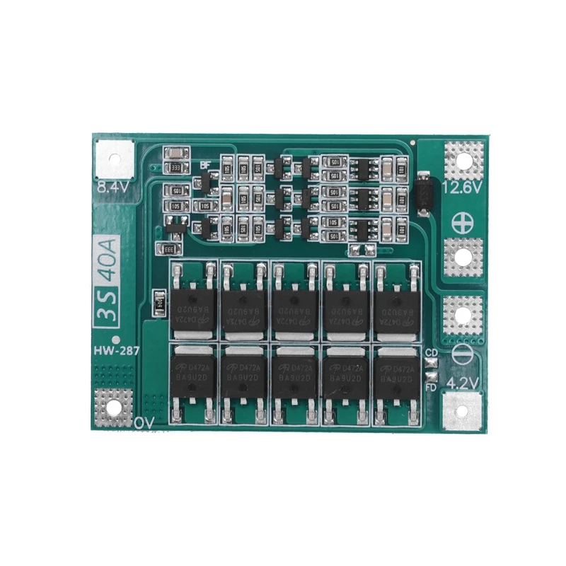 Защитная плата Pcb Bms зарядного устройства литий ионной батареи 3S 40A 18650 для
