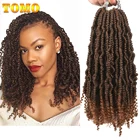 TOMO вязание крючком Пружинные волосы Предварительно скрученные 14 дюймов Bomb твист Пушистые синтетические предварительно намотанные страстные твист вязание крючком косы 2416 корни