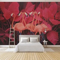 beibehang custom pink flamingo mural wallpapers for living room sofa tv background photo wallpaper for wall covering home decor