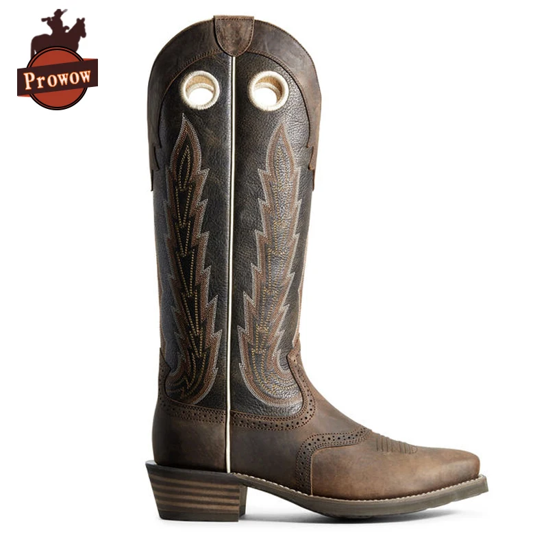 Мужские ковбойские сапоги Prowow из натуральной кожи ручной работы цветочный шов