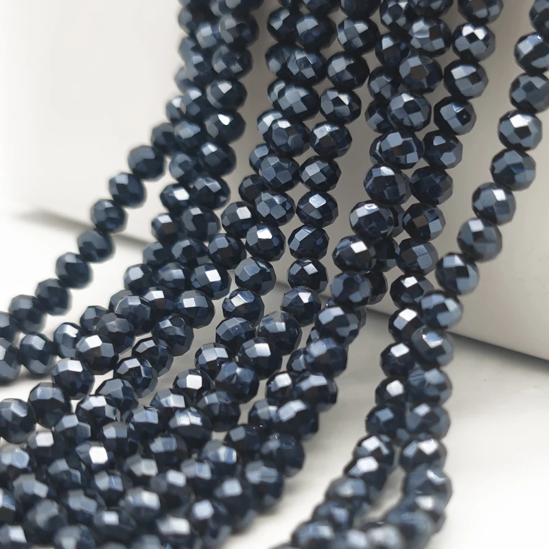 

2 3 4 6 8mm Round Plated Faceted Flat Glass Crystal Beads Spacer Loose for Jewelry Making Accessories Necklace Bracelet DIY