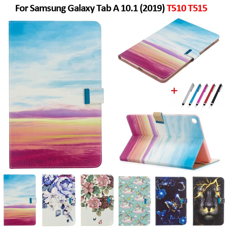

SM-T510 SM-T515 Case for Samsung Galaxy Tab A 10.1 2019 T510 T515 Fashion Painted Leather Cover For Samsung Tab A 10.1 2019 Case