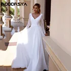 RODDRSYA современные дубайские шифоновые свадебные платья 2022 с длинными рукавами с открытой спиной белые свадебные платья принцессы Свадебное женское платье
