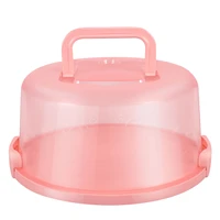 hemoton round cake carrier with handle portable handy cupcake holder tray pie saver fresh keeping food cover box for cakes cooki