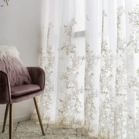 luxury embroidered tulle curtains for bedroom living room embossed floral romantic sheer european style window treamnet drapes