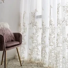 Роскошные вышитые тюлевые шторы для спальни, гостиной, с тиснением в виде цветов, романтические прозрачные оконные занавески в европейском стиле