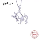 Ожерелье Pekurr из стерлингового серебра 925 пробы с цирконием, длинными рогами и быком, для женщин и мужчин, подвески с кристаллами в виде животных, модные ювелирные украшения для вечеринок