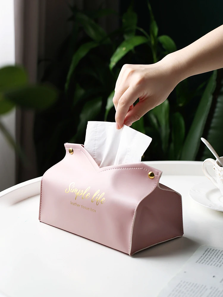 

Creative Leather Tissue Box Nordic Ins Home Living Room Light Luxury Paper Extraction Box Bedroom Girl Tissue Box