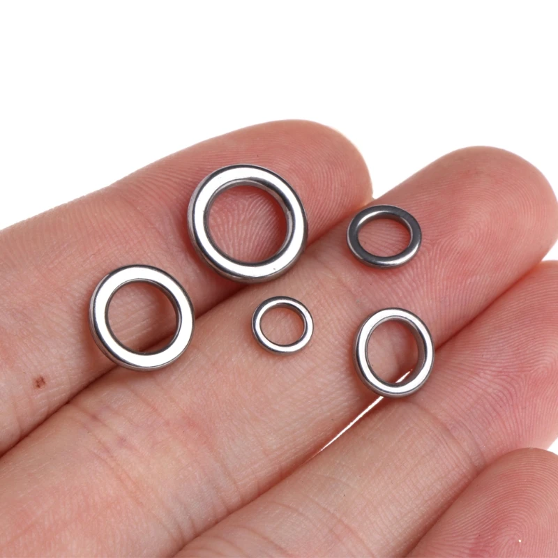 

50Pcs Fishing Solid Stainless Steel Snap Split Ring Lure Tackle Connector New
