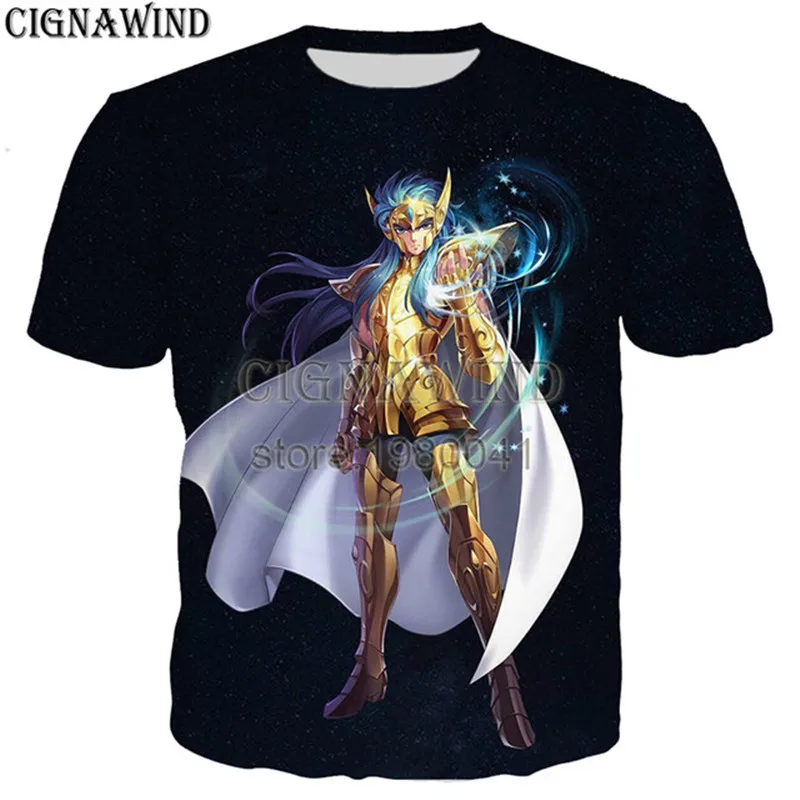 Новые забавные футболки мужские/женские классические аниме Saint Seiya 3D Печатные