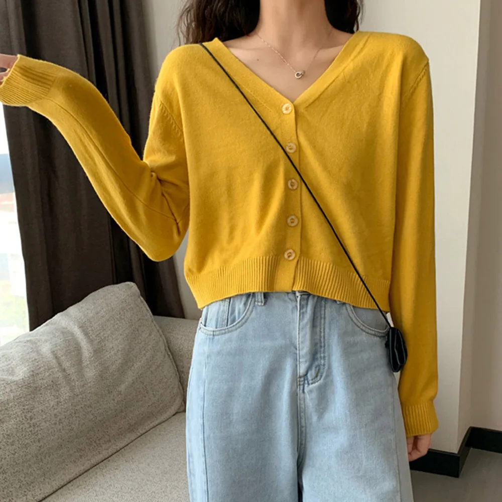 Свитер Для женщин элегантный дизайн прочные кардиганы свитер V образным вырезом
