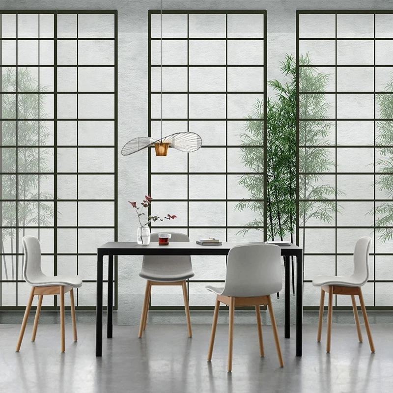 

New Chinese Pattern Murals Lattice Door Bamboo Forest Japanese Style Yoga Tea Room Decoration Wallpaper Papel De Parede 3D Sala