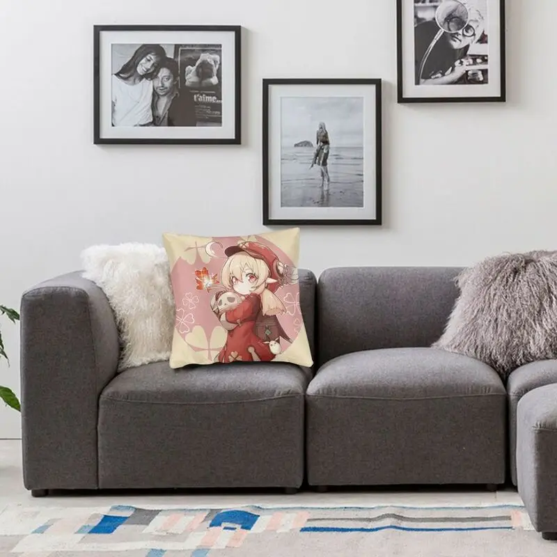 

Genshin Impact Cushion Covers Sofa Home Decorative Klee Anime Game Square Throw Pillow Case 40x40