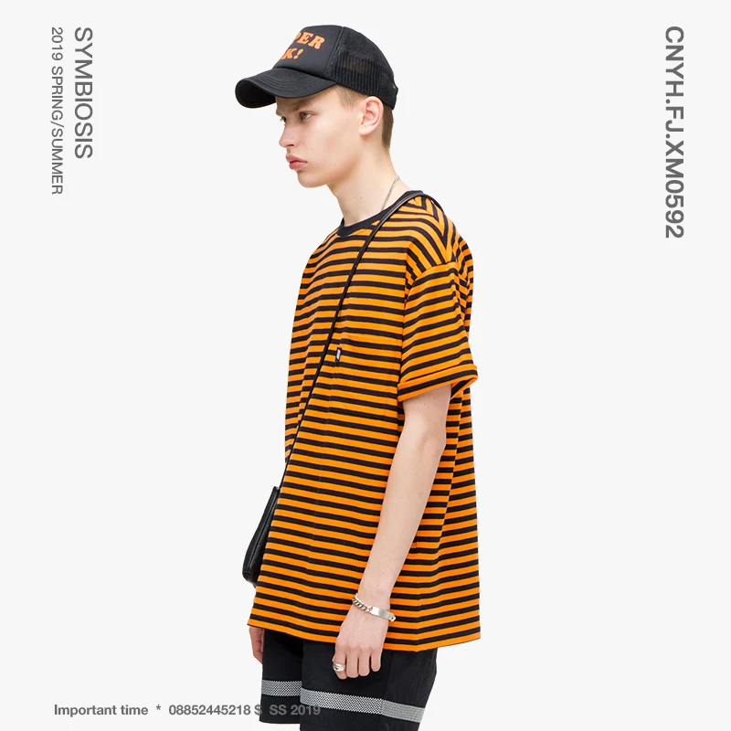 VIISHOW 2019 Новая летняя футболка с короткими рукавами для мужчин мужские черные orange