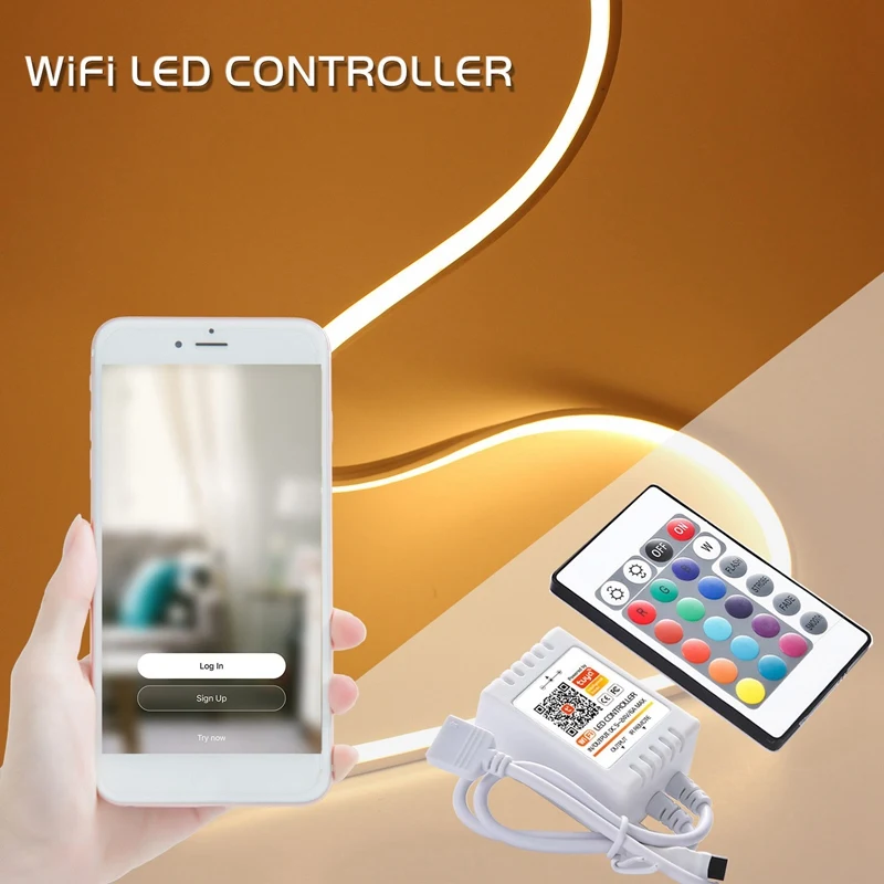 

LED Light Controller RGBW Infrared 24-Key Mobile Phone Smart Voice Graffiti Remote Control WIFI Controller