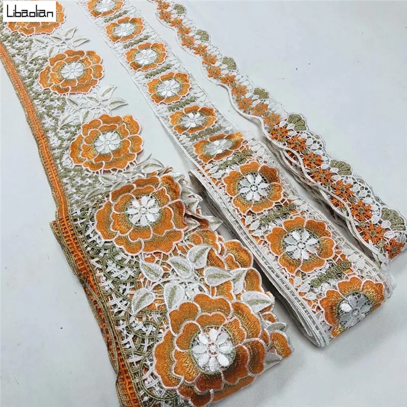 

15yards African Lace Floral Embroidery Net Lace Fabric 3 Sizes for DIY Sewing Handmade Craft Materials B27-13