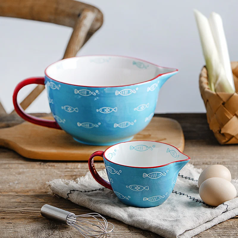 Japanese style ceramic The Mixing Bowl household high quality egg bowl with handle Baked batter sharp mouth | Дом и сад