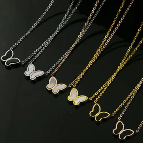 YUN RUO розовое золото элегантный кулон в виде бабочки ожерелье из титановой стали