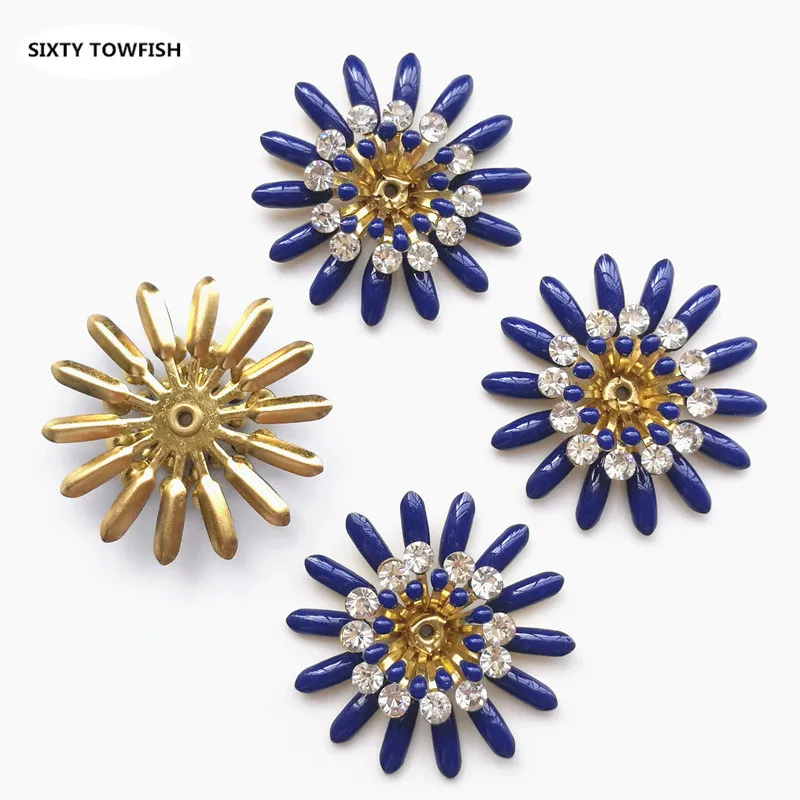 5 Pieces/lot 8 styles Copper Filigree Rhinestone Flower Slice Charms Base Setting DIY Jewelry Accessory Findings - Цвет: 022-29mm