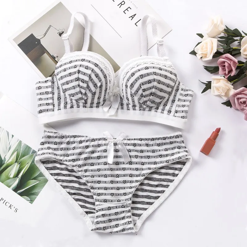 Женский полосатый принт модный Удобный Комплект бюстгальтеров сексуальный