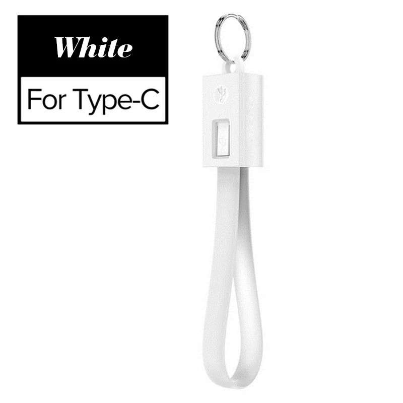 White for Type-c Мини брелок USB кабель для huawei samsung Xiaomi Портативный 2A Micro usb type-C USB-C кабель аксессуары портативный зарядный кабель - Цвет: White for Type-c
