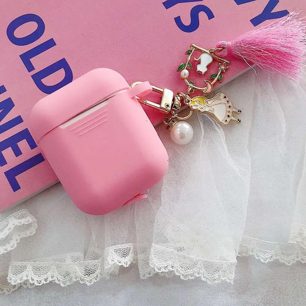 Для AirPods чехол, роскошный подвесной орнамент с кольцом для ключей, Мультяшные аксессуары, силиконовый чехол, беспроводная Крышка для наушников для Airp ods 2 - Цвет: A5