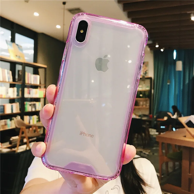 as picture Роскошный чехол для iPhone X XR XS Max 7 8 Plus мягкие ТПУ прозрачные телефонные чехлы противоударный Прозрачный чехол для iPhone 6 6s розовый - Цвет: as picture