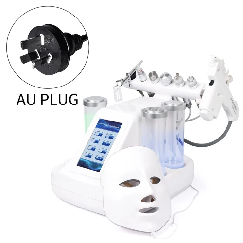 AU Plug 8 в 1 Гидра Дермабразия РФ био свет спа прибор для лица Гидроабразивная алмазная шлифовка микродермабразия косметическое устройство - Цвет: AU Plug