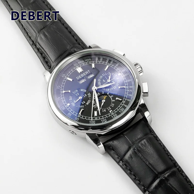 42 мм фаза Луны fashtion 5396G-011 автоматические часы мужские механические наручные часы из нержавеющей стали
